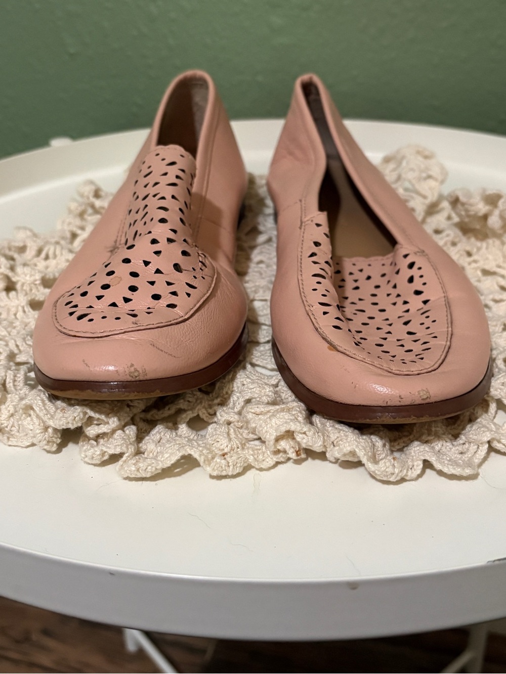 Banana Republic Blush Pink Perforated Leather Slip-On Loafers - Picture 2 of 7